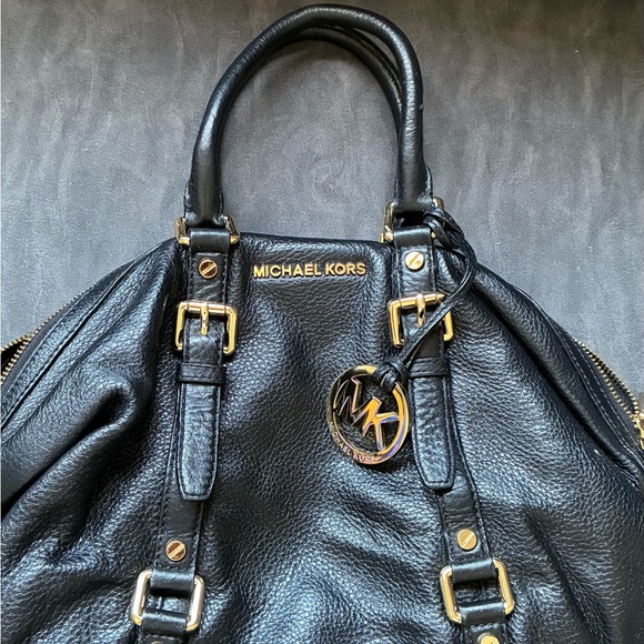 Michael Kors Black Satchel with Gold Accents - Picture 3 of 8